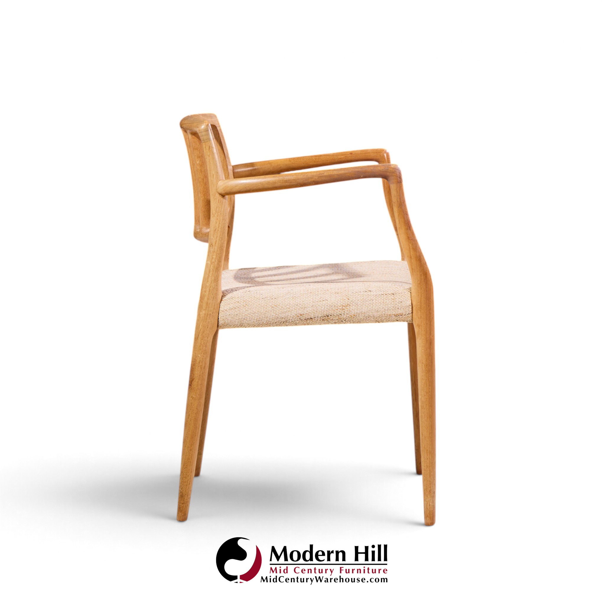 niels moller model 66 mid century danish teak arm dining chairs - pair