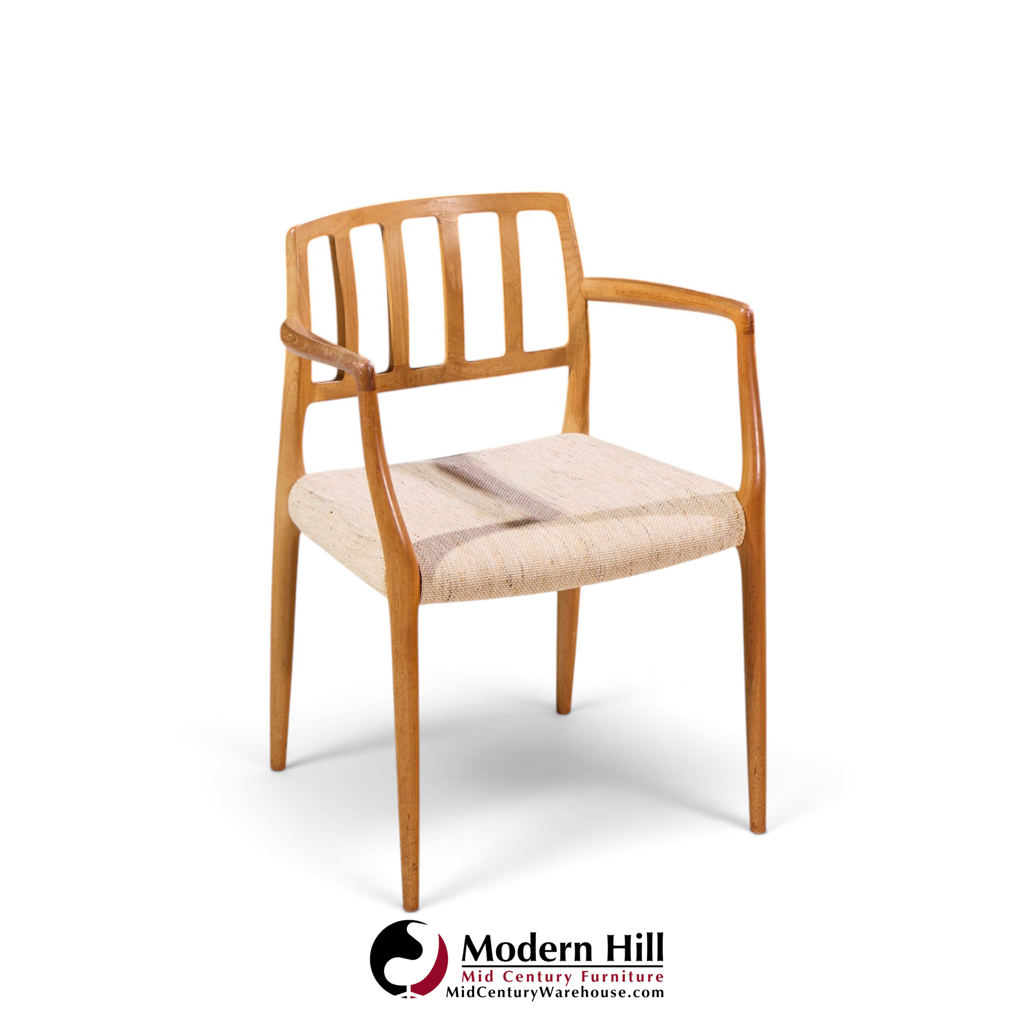 niels moller model 66 mid century danish teak arm dining chairs - pair