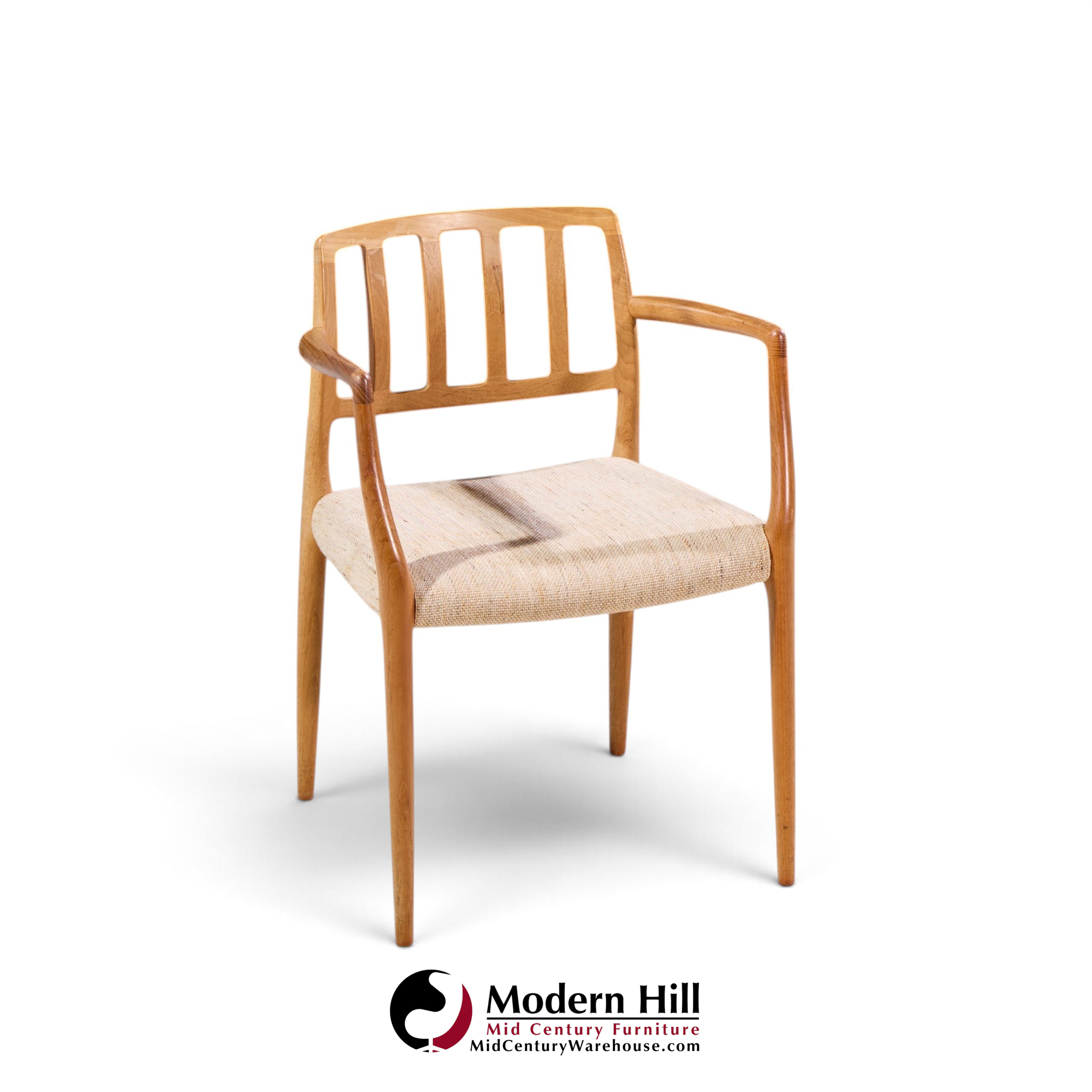 niels moller model 66 mid century danish teak arm dining chairs - pair