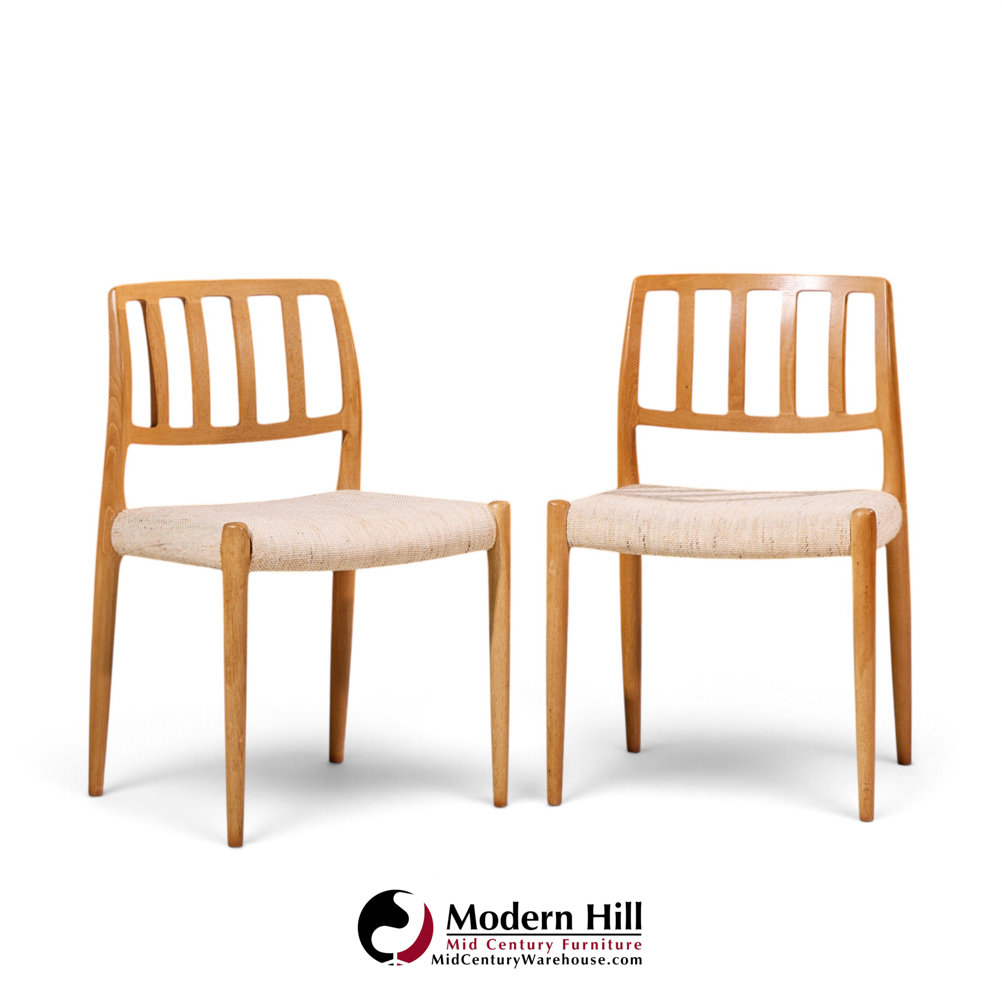 niels moller model 83 mid century danish teak dining chairs - pair