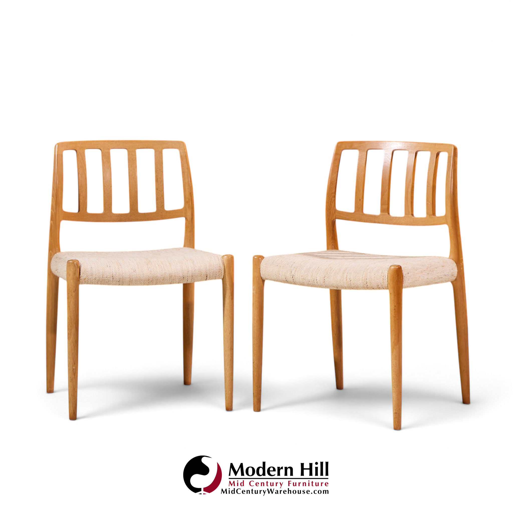 niels moller model 83 mid century danish teak dining chairs - pair