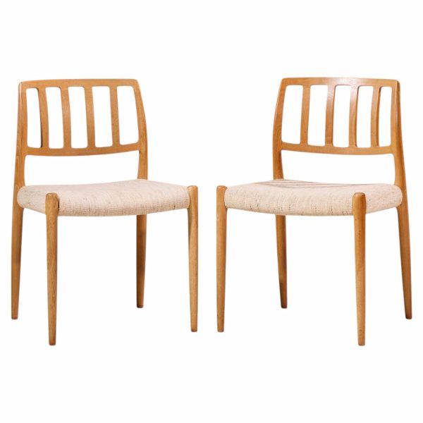niels moller model 83 mid century danish teak dining chairs - pair