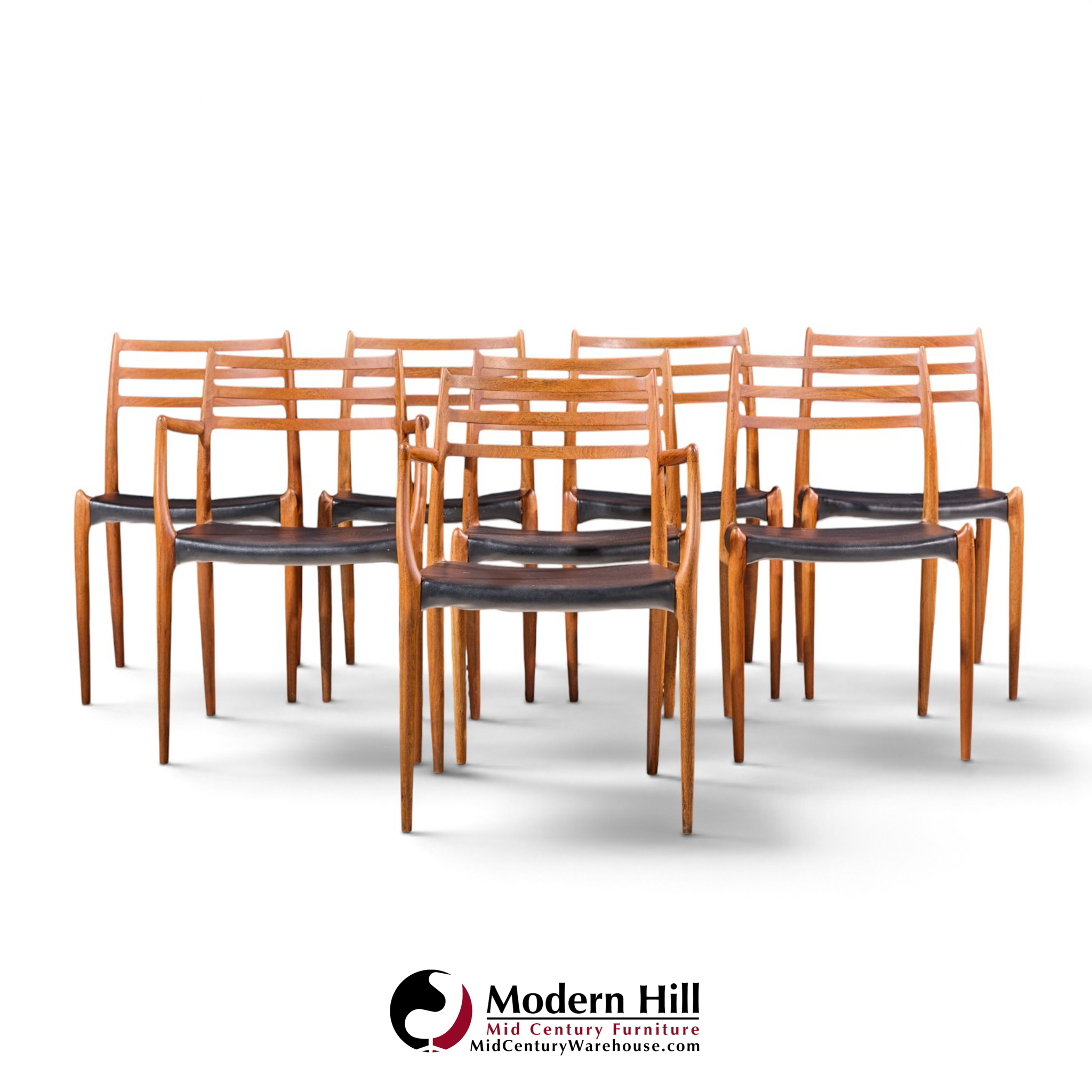 niels moller models 62 and 78 mid century danish teak dining chairs - set of 8