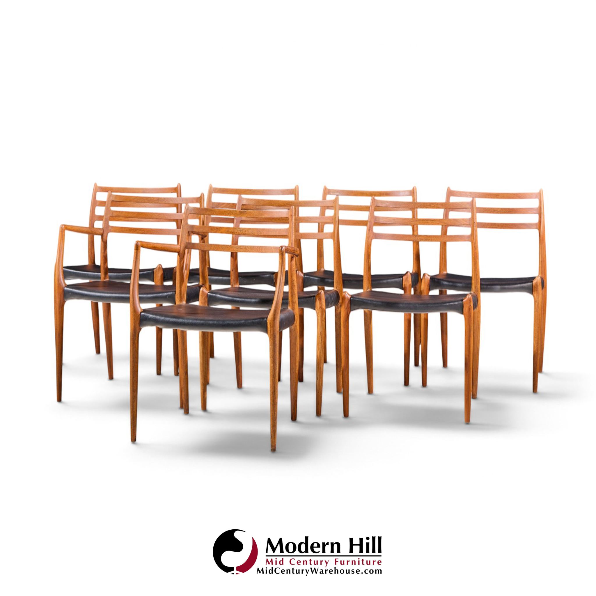 niels moller models 62 and 78 mid century danish teak dining chairs - set of 8