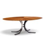 osvaldo borsani for stow & davis mid century starburst walnut and steel oval dining table
