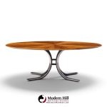 osvaldo borsani for stow & davis mid century starburst walnut and steel oval dining table