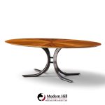 osvaldo borsani for stow & davis mid century starburst walnut and steel oval dining table