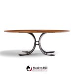 osvaldo borsani for stow & davis mid century starburst walnut and steel oval dining table