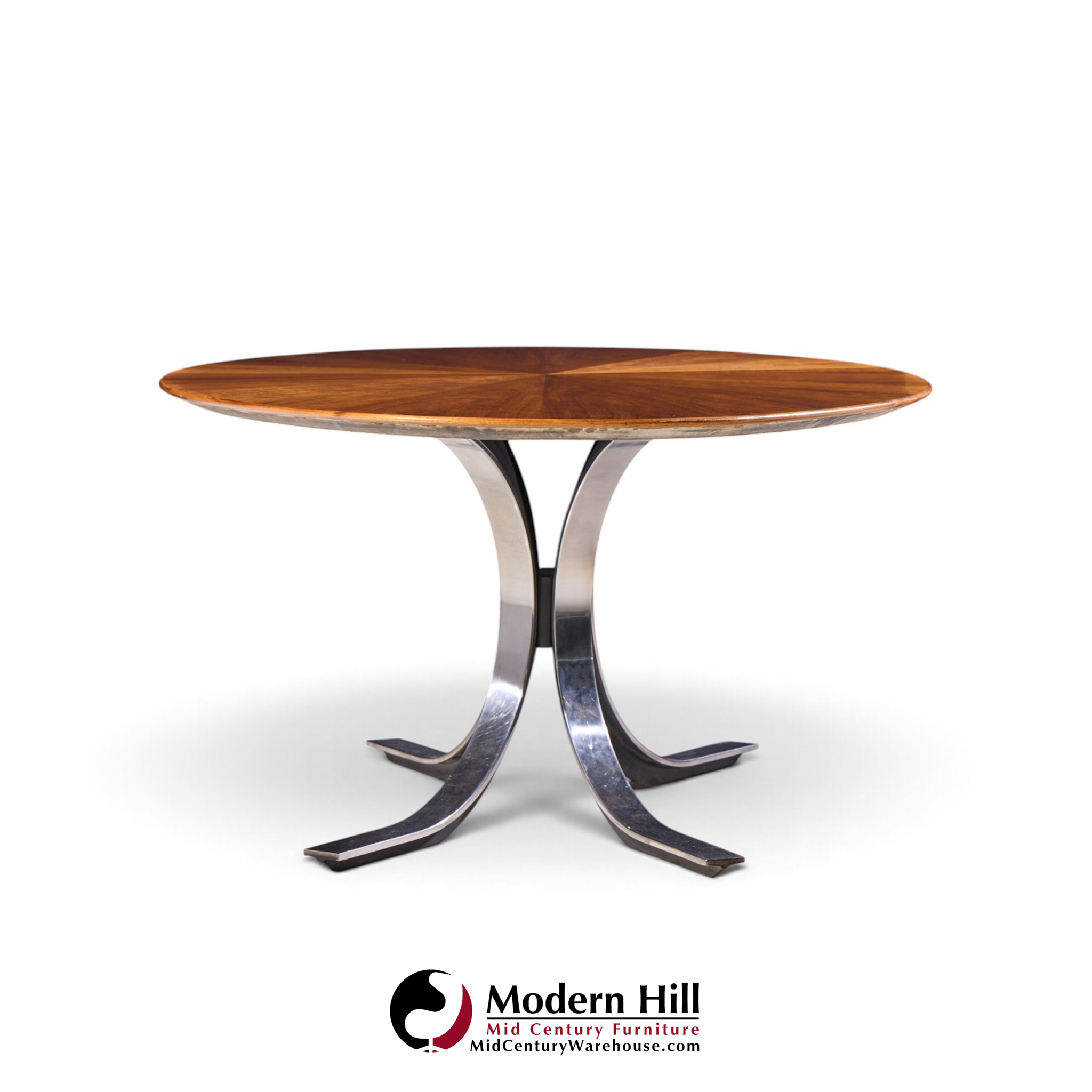 osvaldo borsani for stow & davis mid century starburst walnut and steel oval dining table