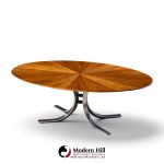 osvaldo borsani for stow & davis mid century starburst walnut and steel oval dining table