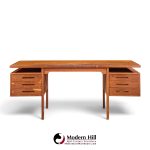 peter hvidt style mid century danish teak executive desk