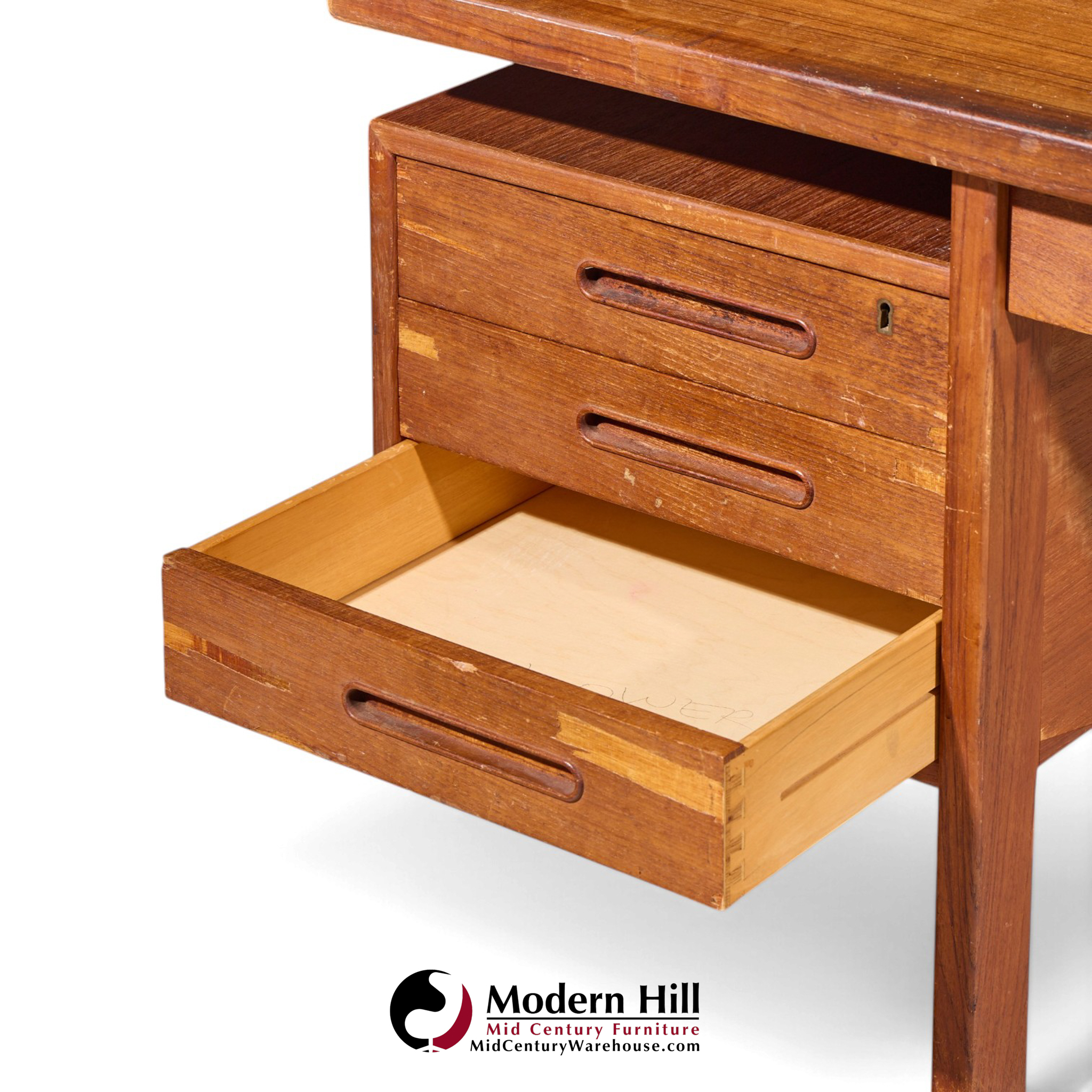 peter hvidt style mid century danish teak executive desk