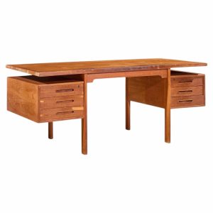 peter hvidt style mid century danish teak executive desk