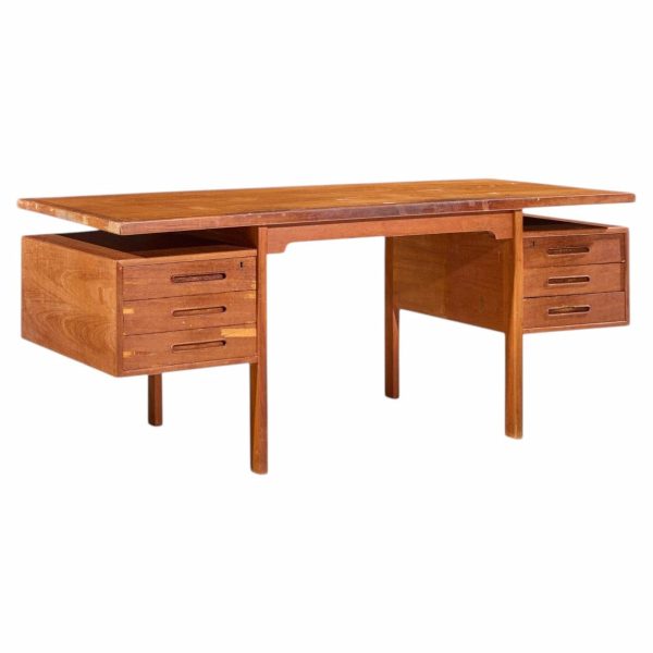 peter hvidt style mid century danish teak executive desk