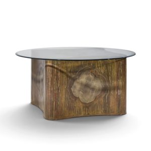 philip & kelvin laverne mid century suprise acid etched bronze dining table