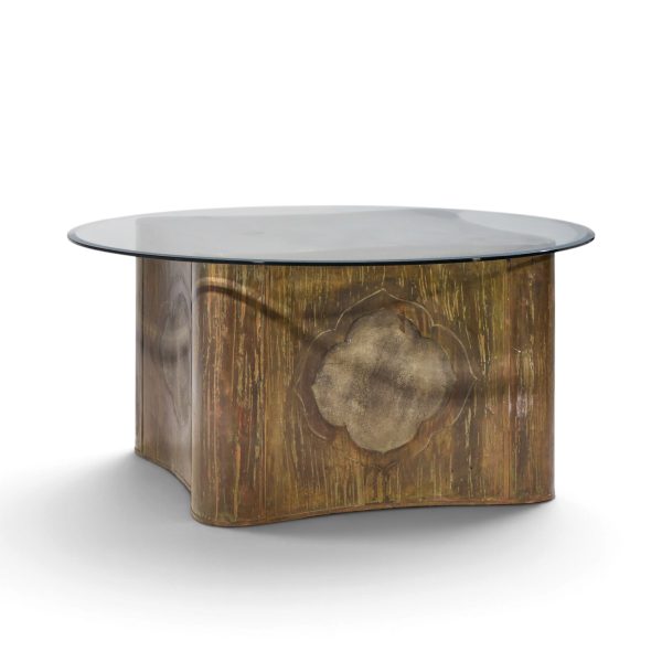 philip & kelvin laverne mid century suprise acid etched bronze dining table