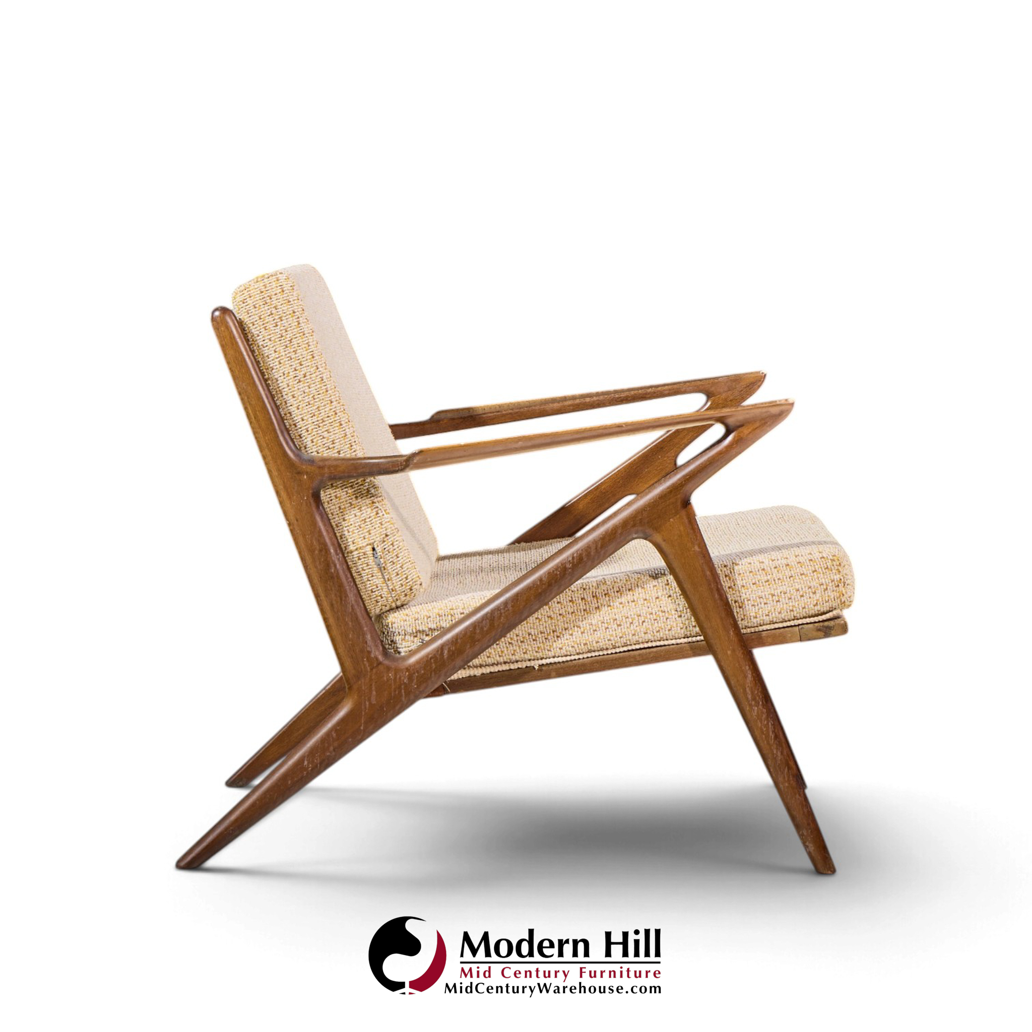 poul jensen for selig mid century walnut z lounge chairs - pair