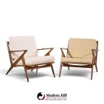 poul jensen for selig mid century walnut z lounge chairs - pair