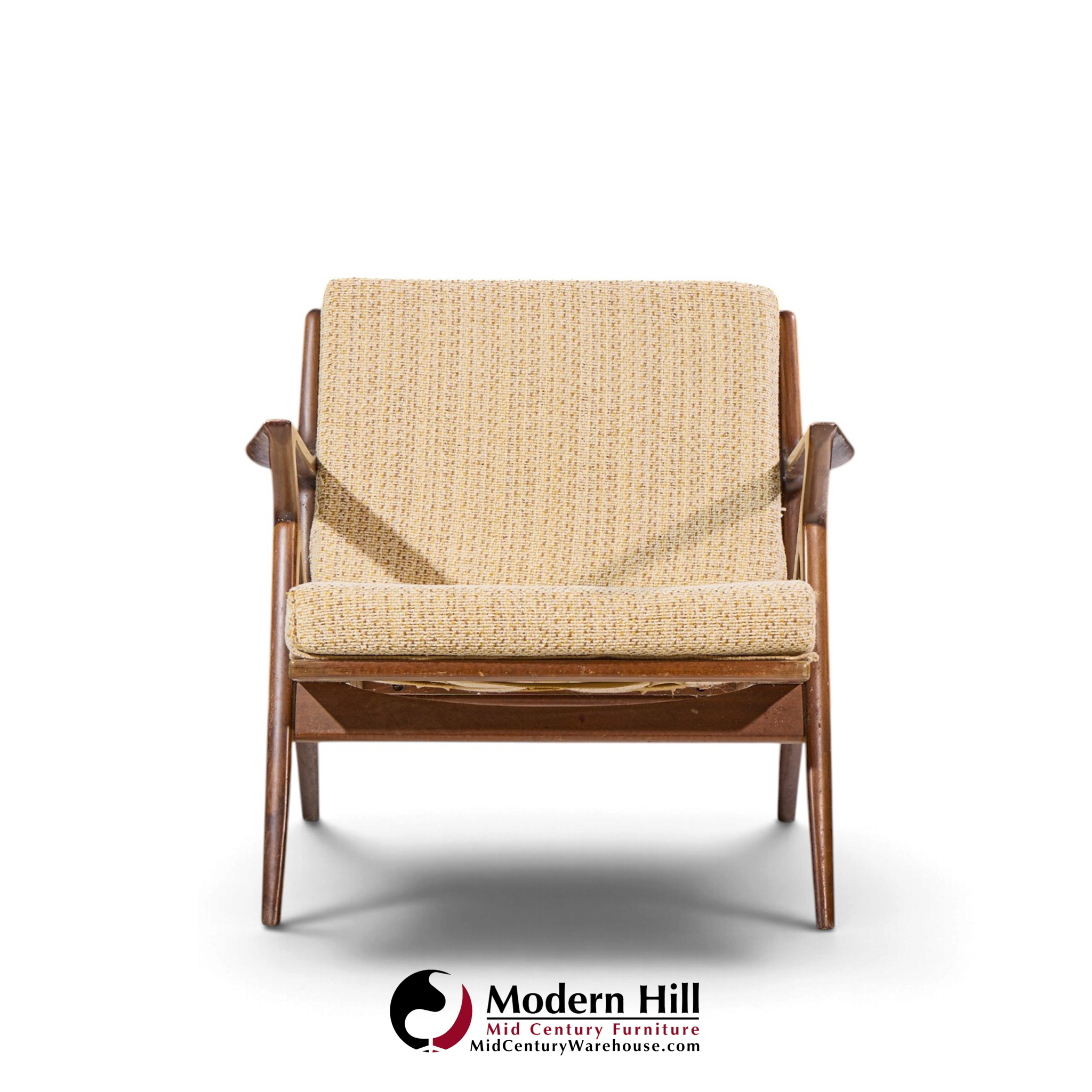poul jensen for selig mid century walnut z lounge chairs - pair
