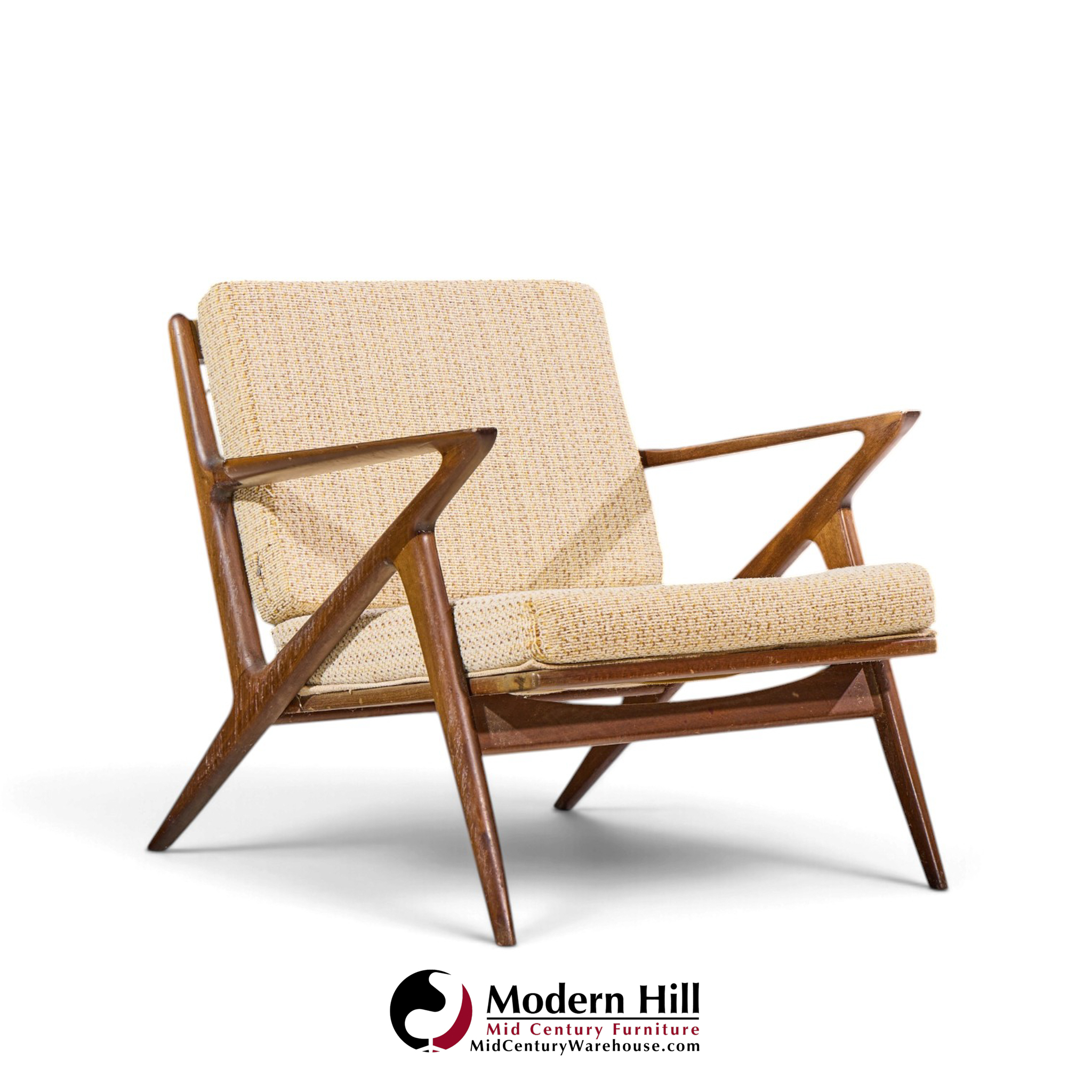 poul jensen for selig mid century walnut z lounge chairs - pair
