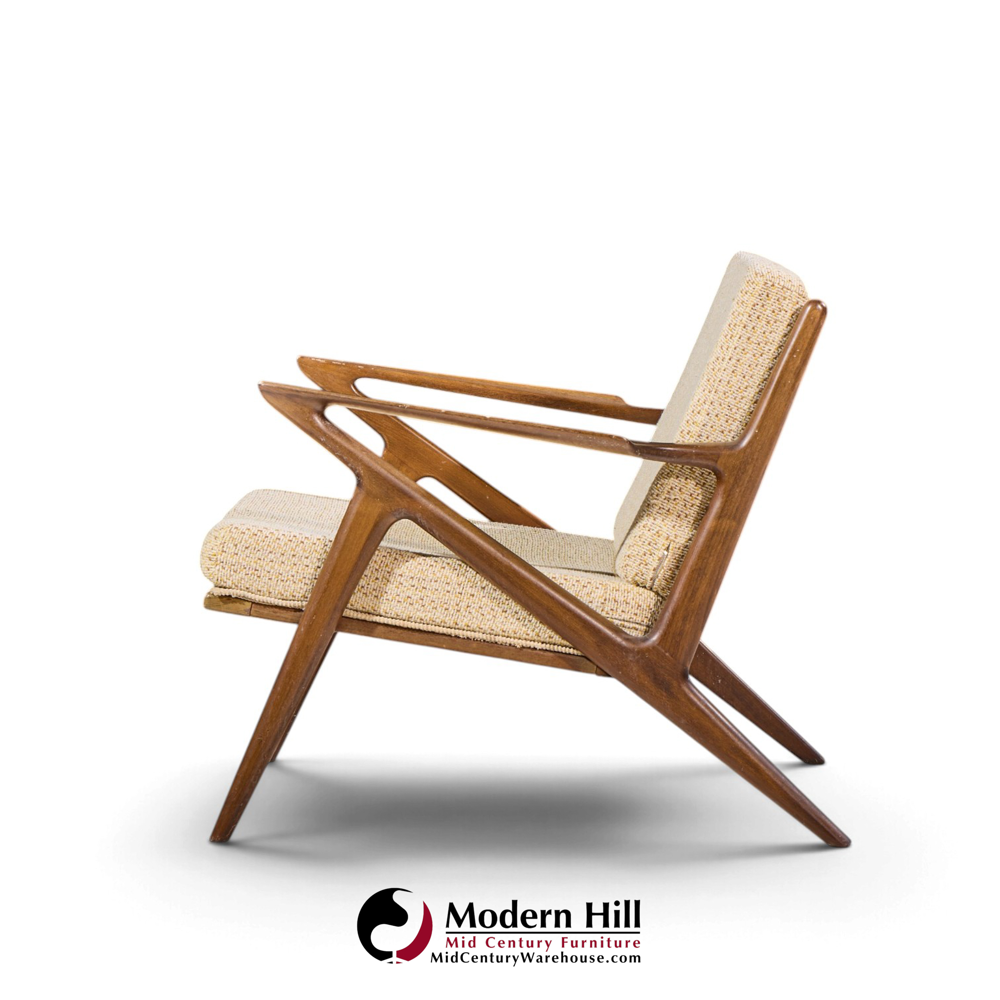 poul jensen for selig mid century walnut z lounge chairs - pair
