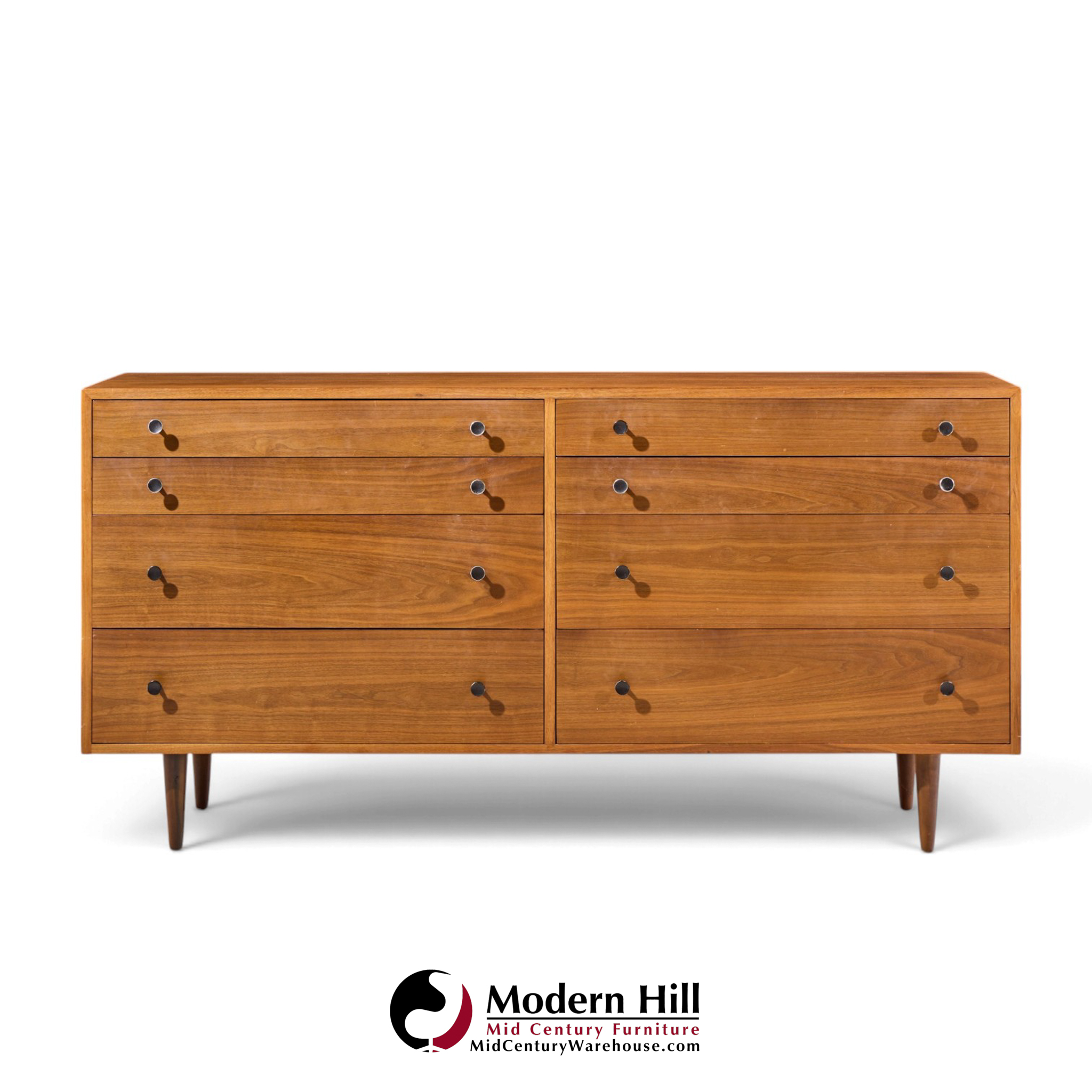 robert baron for glenn of california mid century walnut lowboy dresser