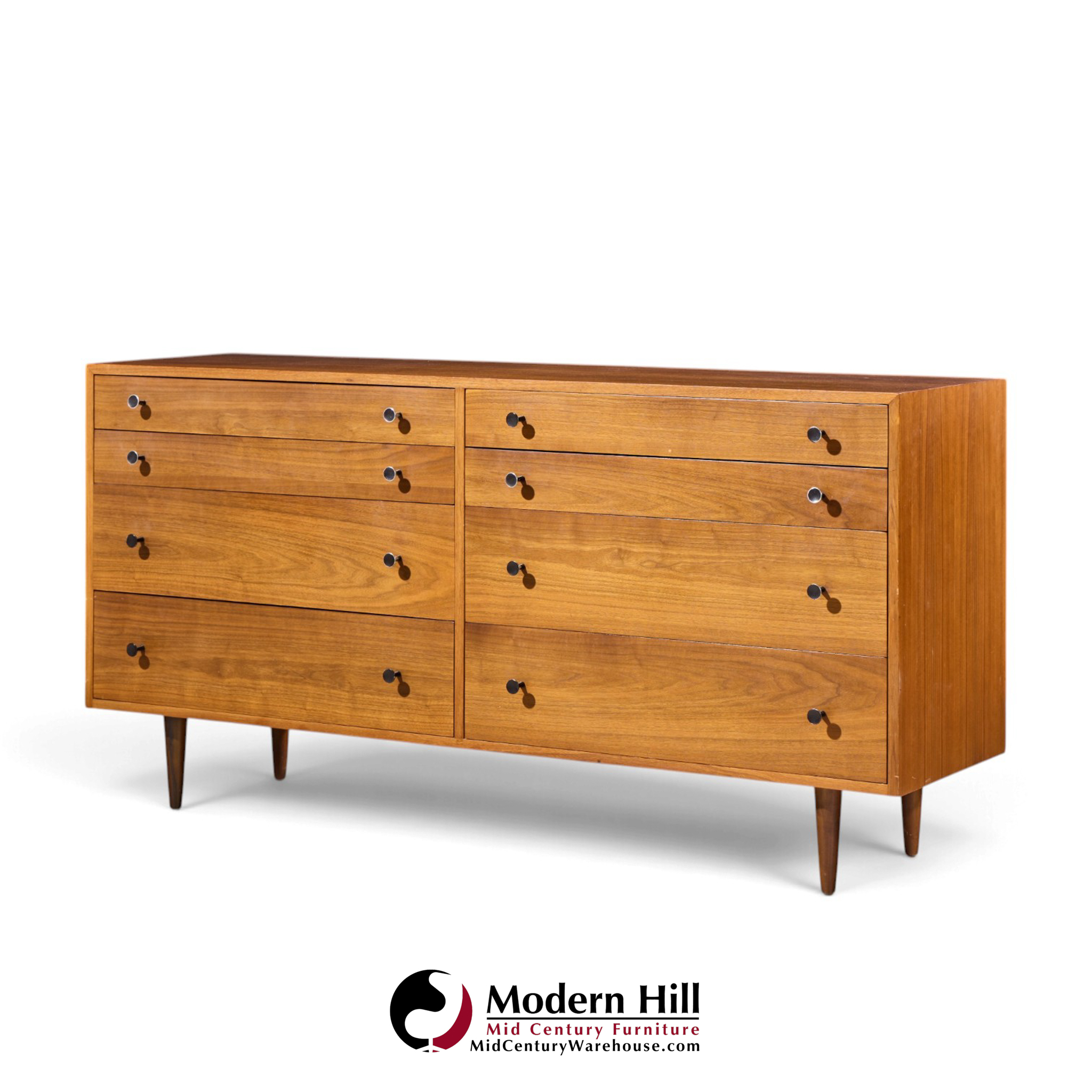 robert baron for glenn of california mid century walnut lowboy dresser
