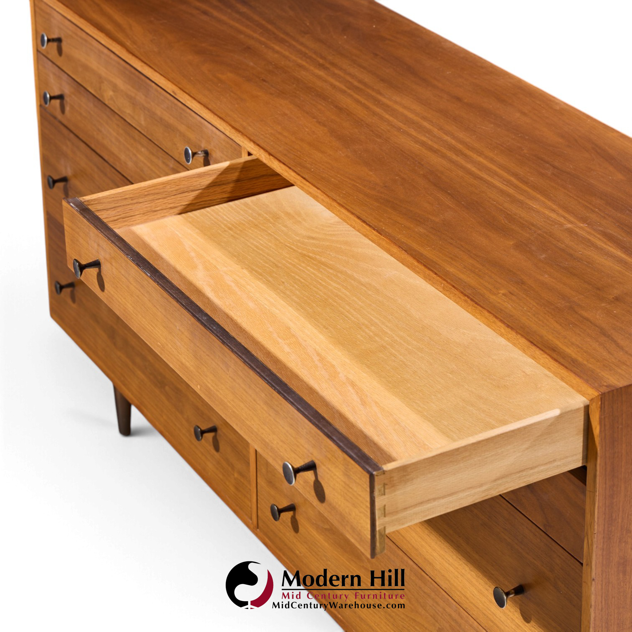 robert baron for glenn of california mid century walnut lowboy dresser