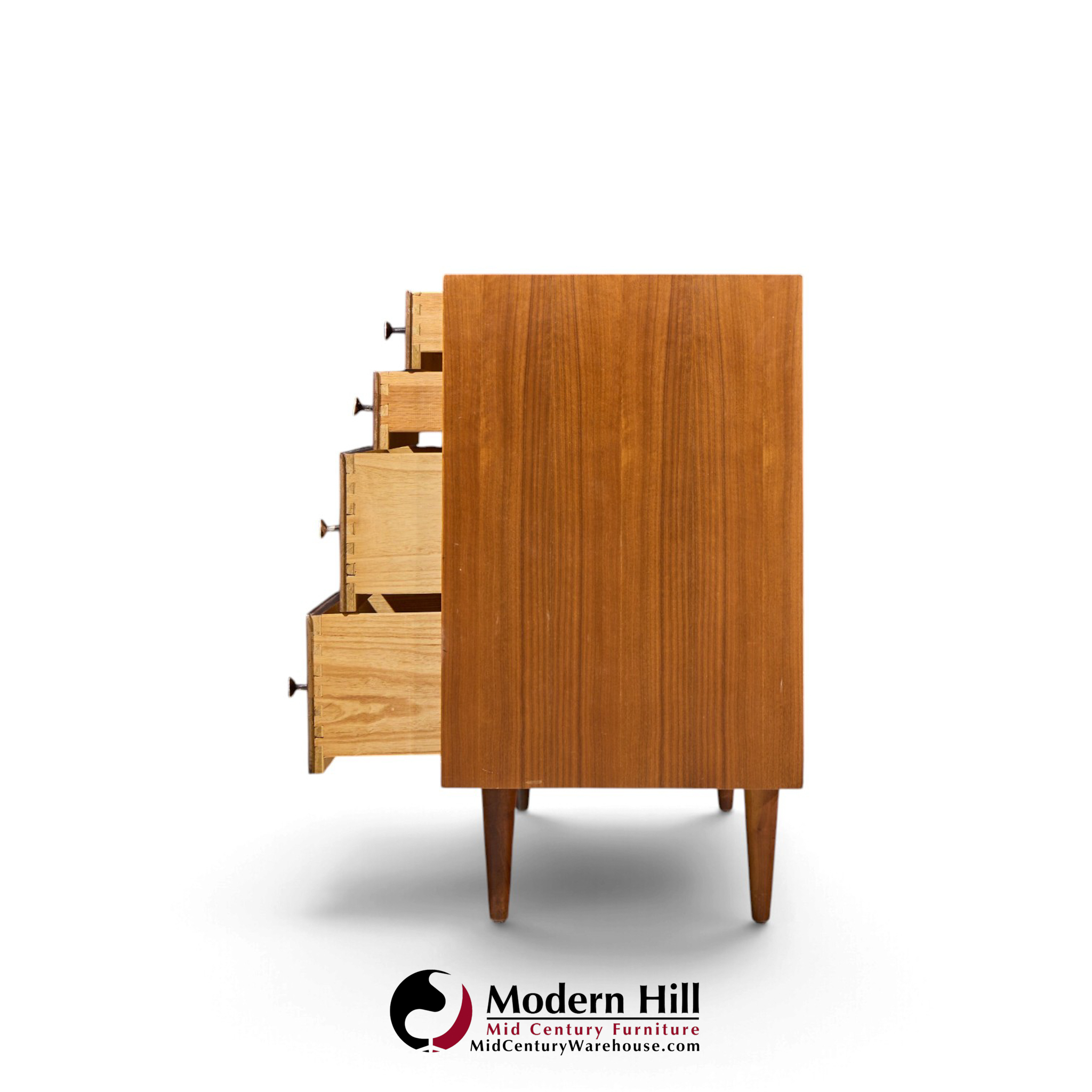 robert baron for glenn of california mid century walnut lowboy dresser