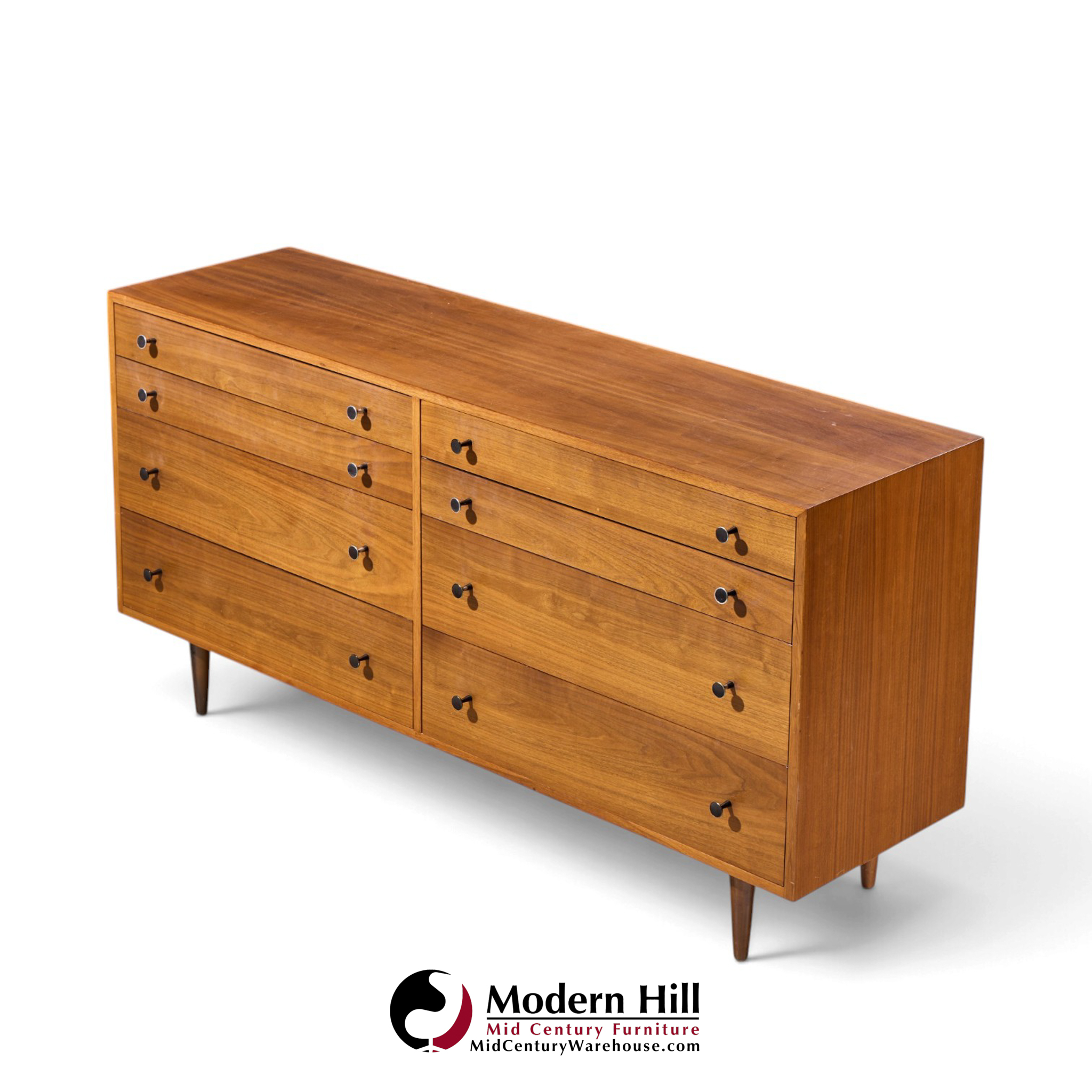 robert baron for glenn of california mid century walnut lowboy dresser