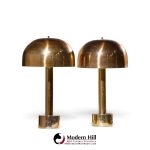 robert sonneman for laurel mid century brass dome table lamp - pair