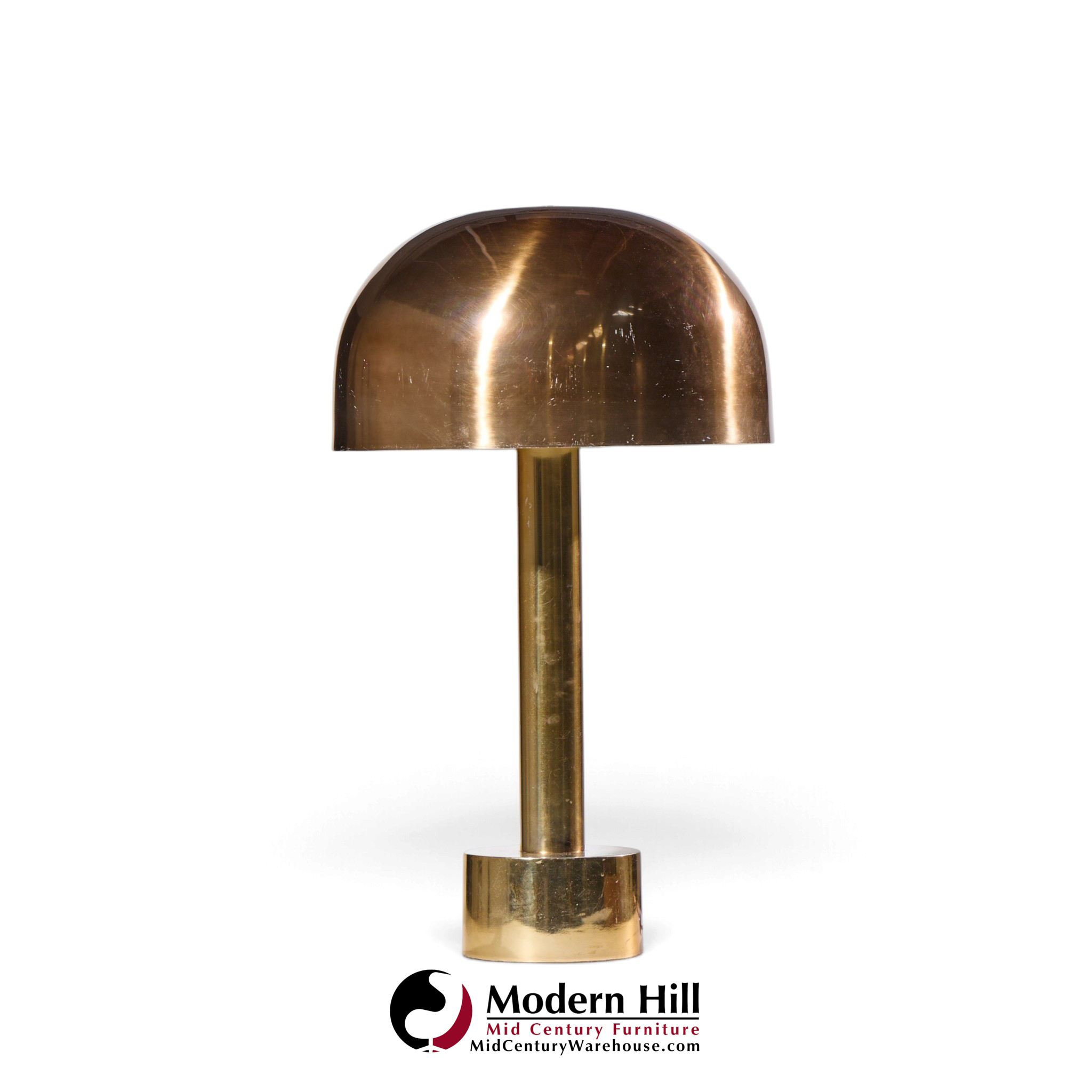 robert sonneman for laurel mid century brass dome table lamp - pair