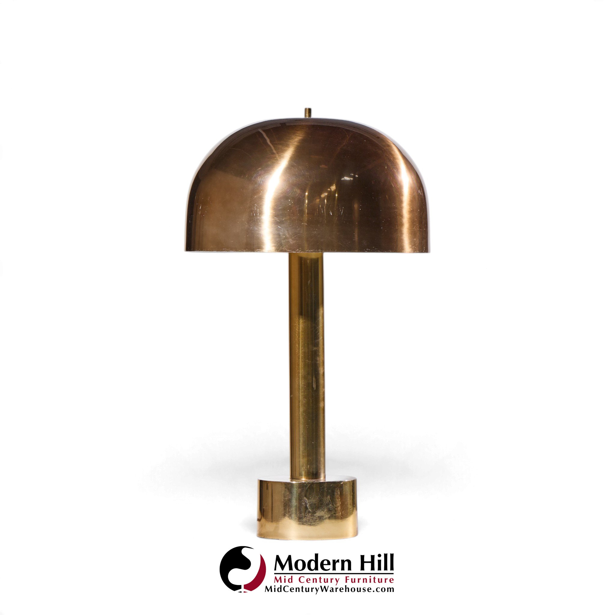 robert sonneman for laurel mid century brass dome table lamp - pair