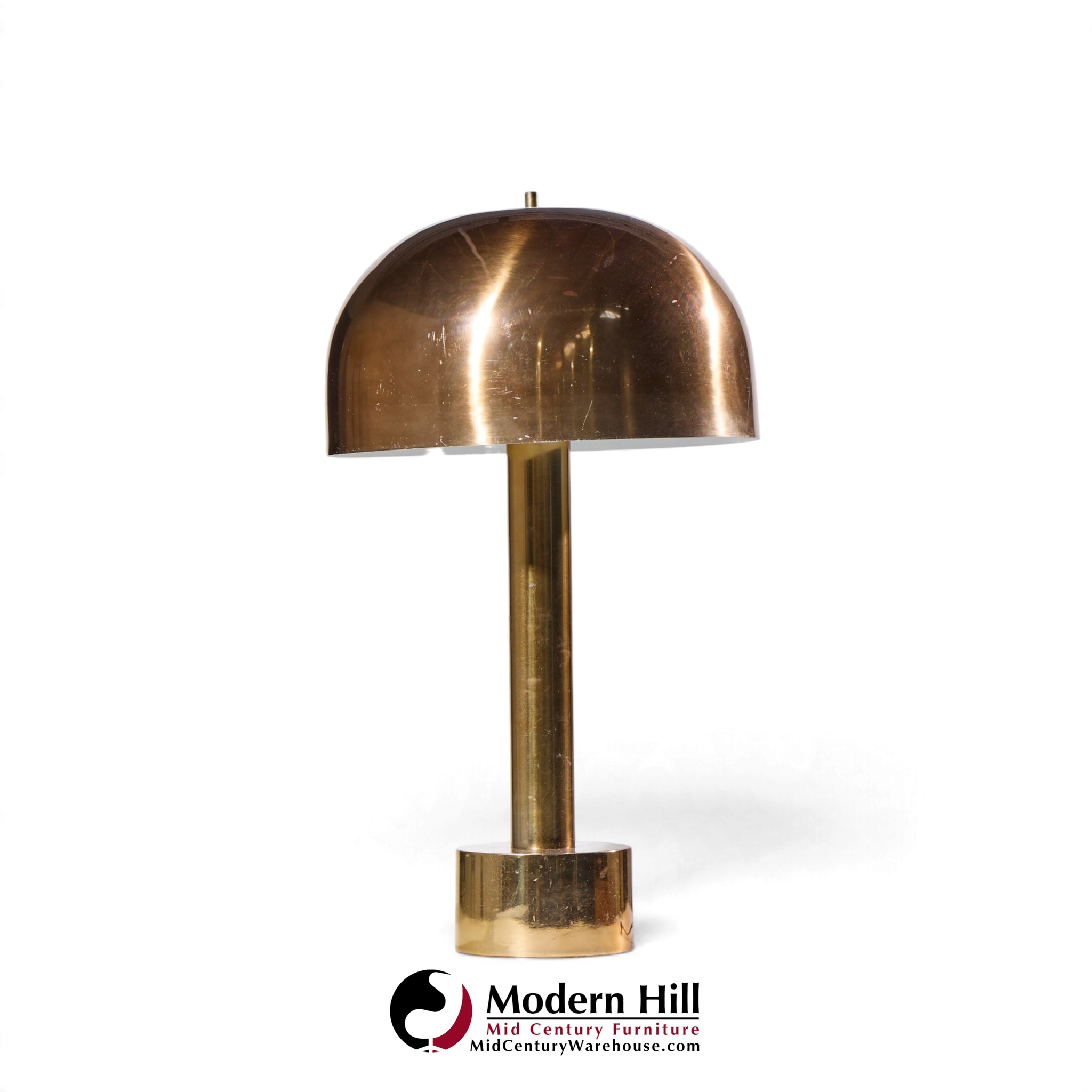 robert sonneman for laurel mid century brass dome table lamp - pair
