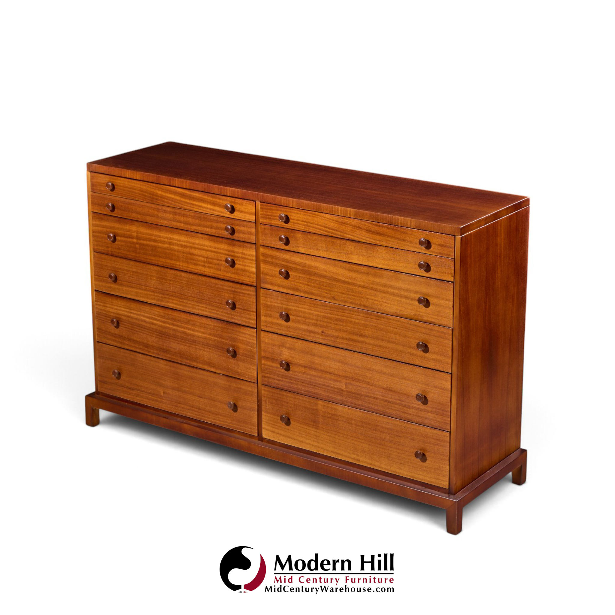 robsjohn gibbings for widdicomb mid century mahogany 12-drawer dresser
