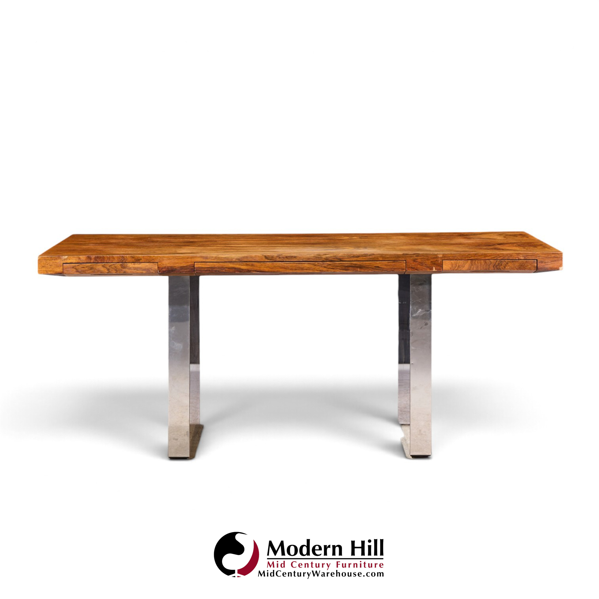 roger sprunger for dunbar mid century rosewood and chrome executive desk