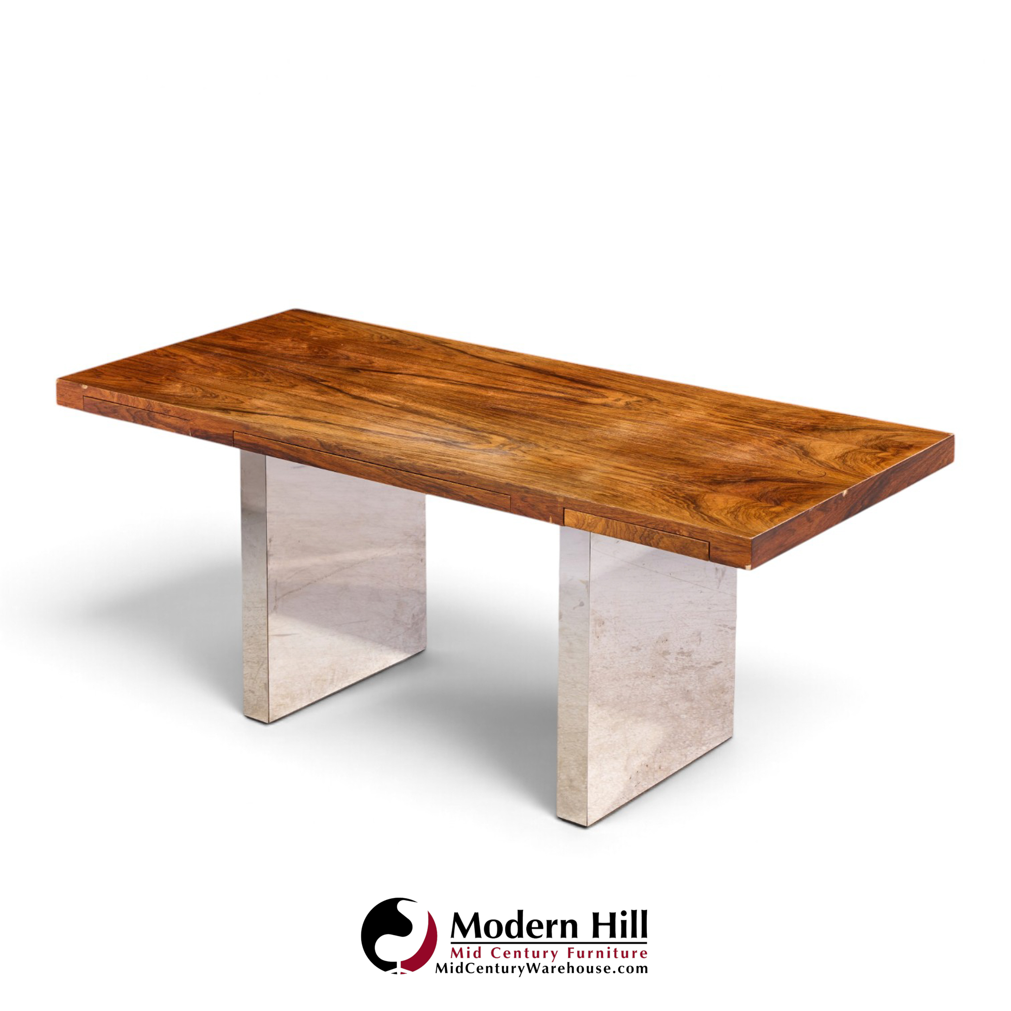 roger sprunger for dunbar mid century rosewood and chrome executive desk