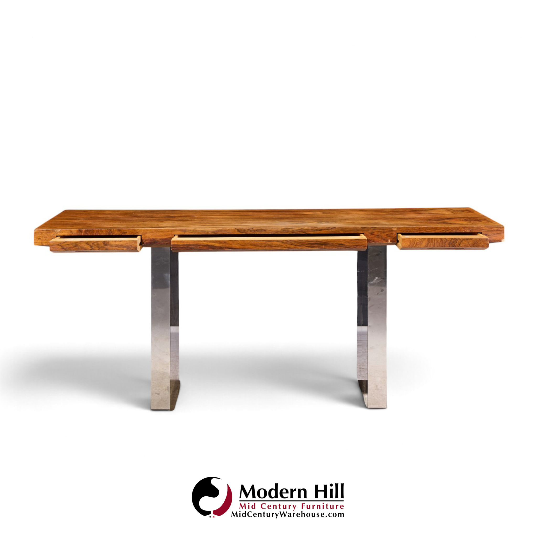 roger sprunger for dunbar mid century rosewood and chrome executive desk