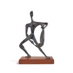 simon gordon mid century brutalist iron sculpture man with fish