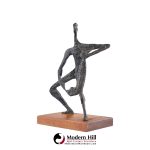 simon gordon mid century brutalist iron sculpture man with fish
