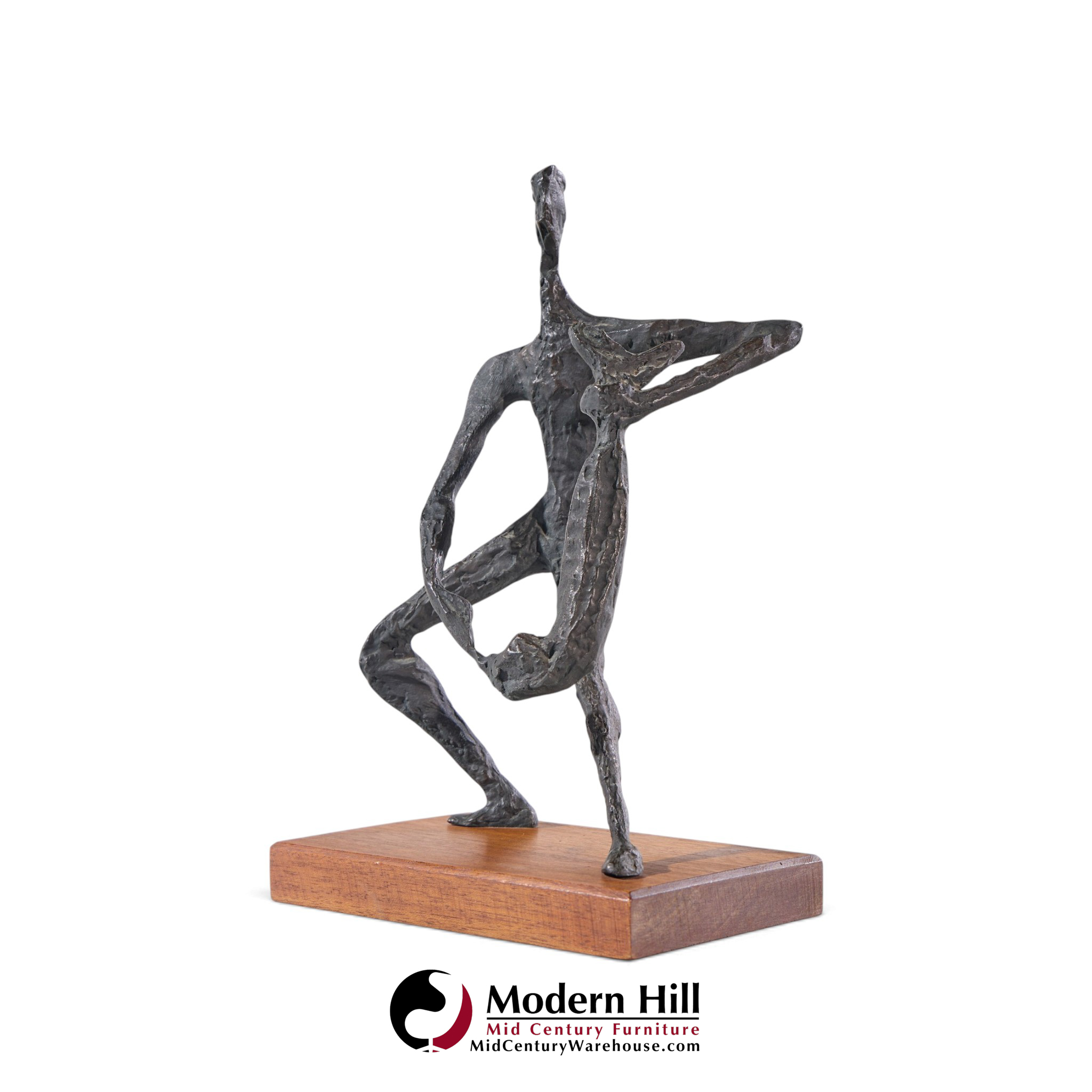 simon gordon mid century brutalist iron sculpture man with fish