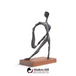 simon gordon mid century brutalist iron sculpture man with fish