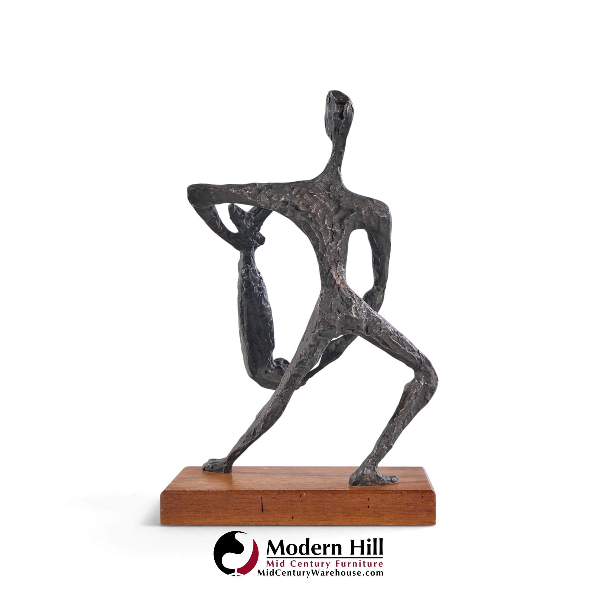 simon gordon mid century brutalist iron sculpture man with fish