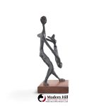 simon gordon mid century brutalist iron sculpture man with fish