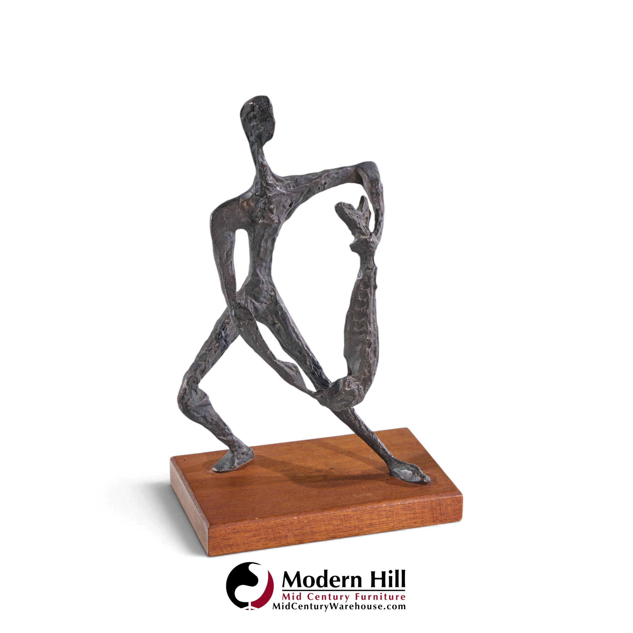 simon gordon mid century brutalist iron sculpture man with fish