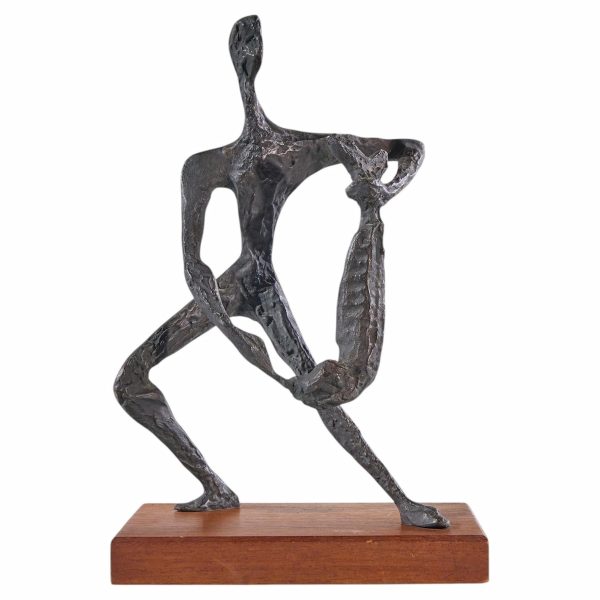 simon gordon mid century brutalist iron sculpture man with fish