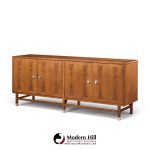stanley harlequin mid century walnut credenza