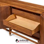 stanley harlequin mid century walnut credenza