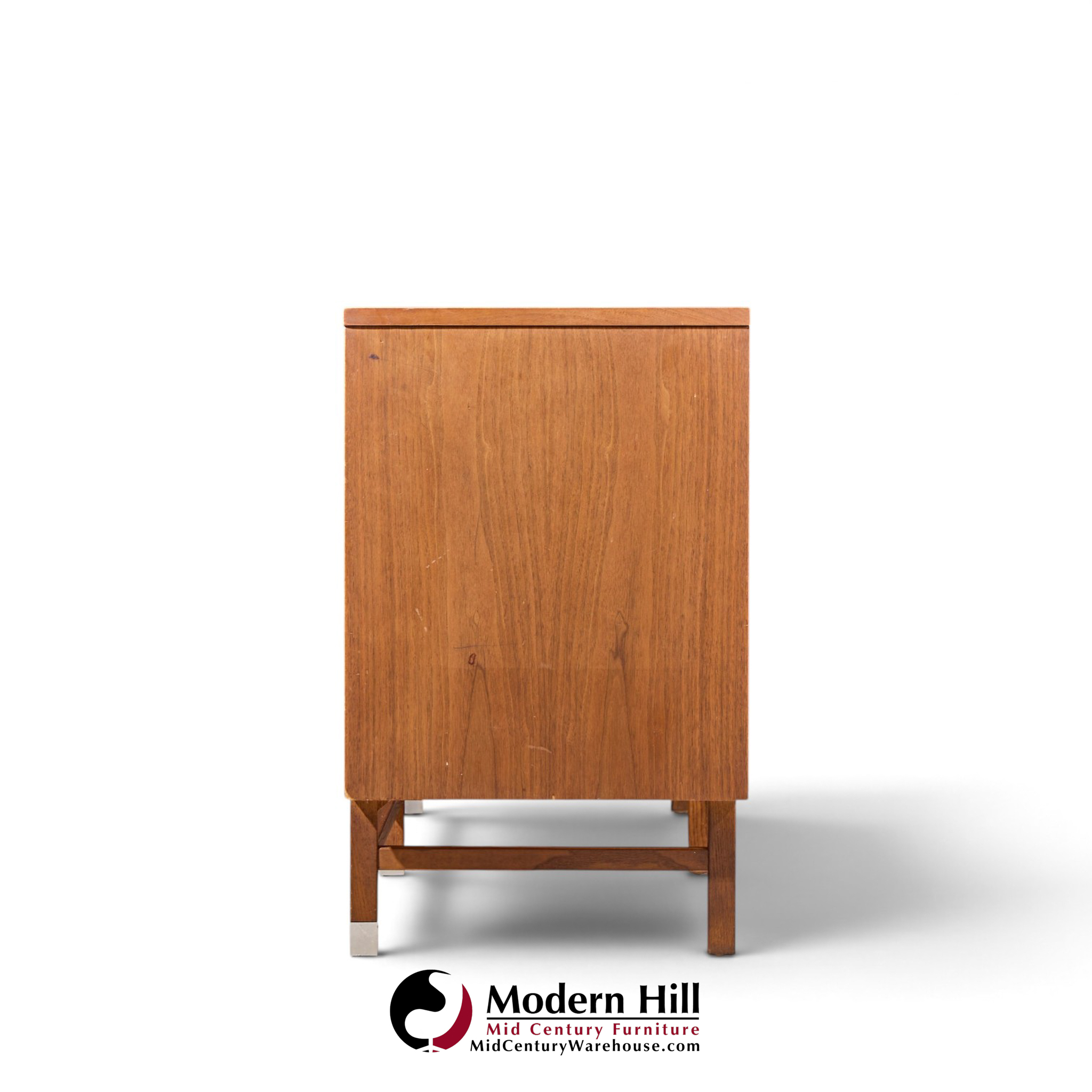 stanley harlequin mid century walnut credenza