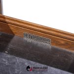 stow & davis mid century walnut, leather and chrome credenza